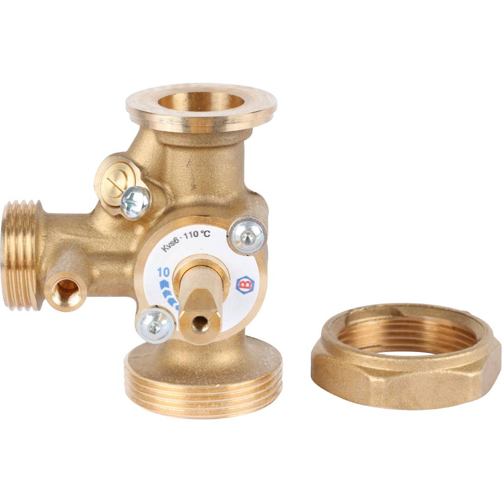 Трехходовой смесительный клапан с байпасом, соединение для насоса и коллектора BARBERI G1 1/2M. KV 6, 41D040000C