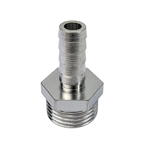 Штуцер для шланга, латунь, наружная резьба 10х1/2, никель, RTP