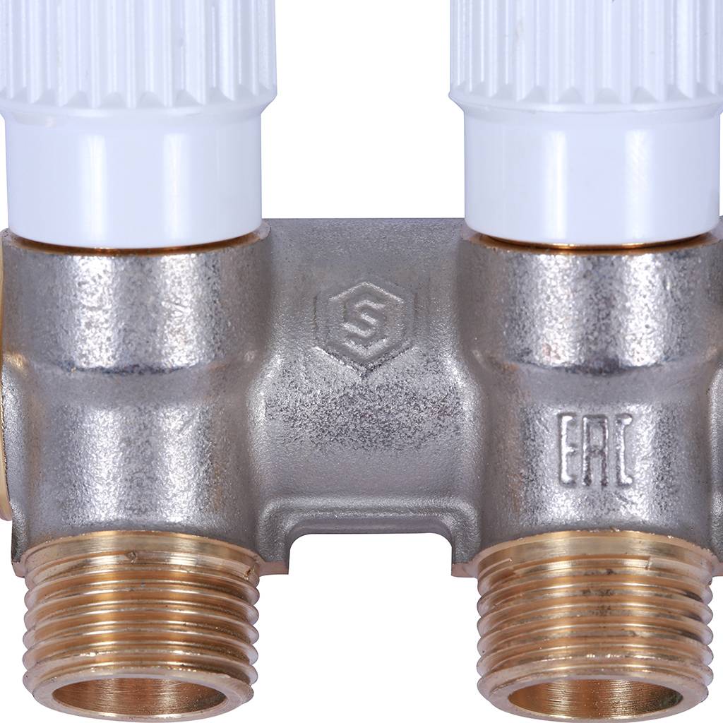 Коллектор распределительный STOUT 3/4, 2 отвода 1/2  плоское уплотнение