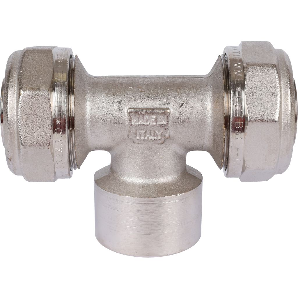 Тройник TIEMME с внутренней резьбой (32х3.0х1) для металлопластиковых труб винтовой, 1600048