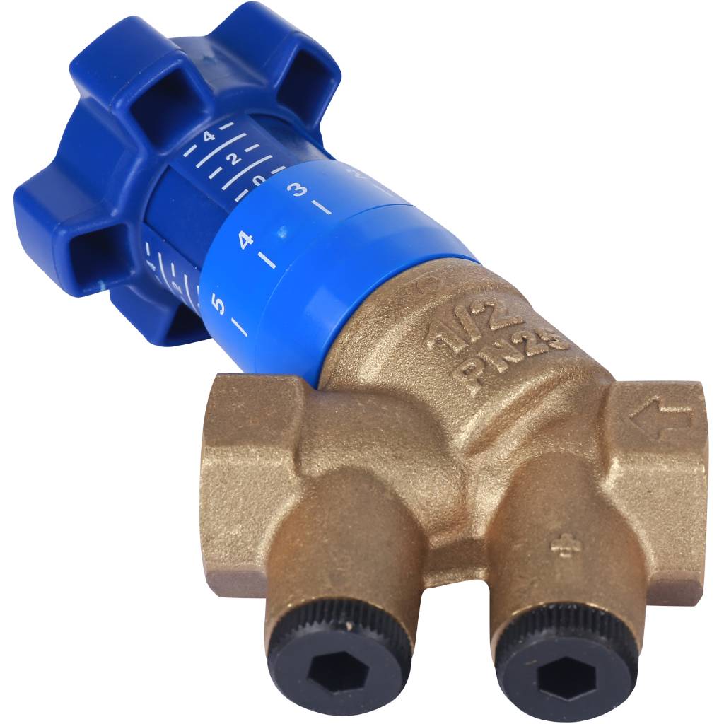 Клапан балансировочный ручной Cimberio CIM 787ОТ/2R 1/2  обычн. латунь  Kvs=3,94 PN25 BB без изм. Ниппелей