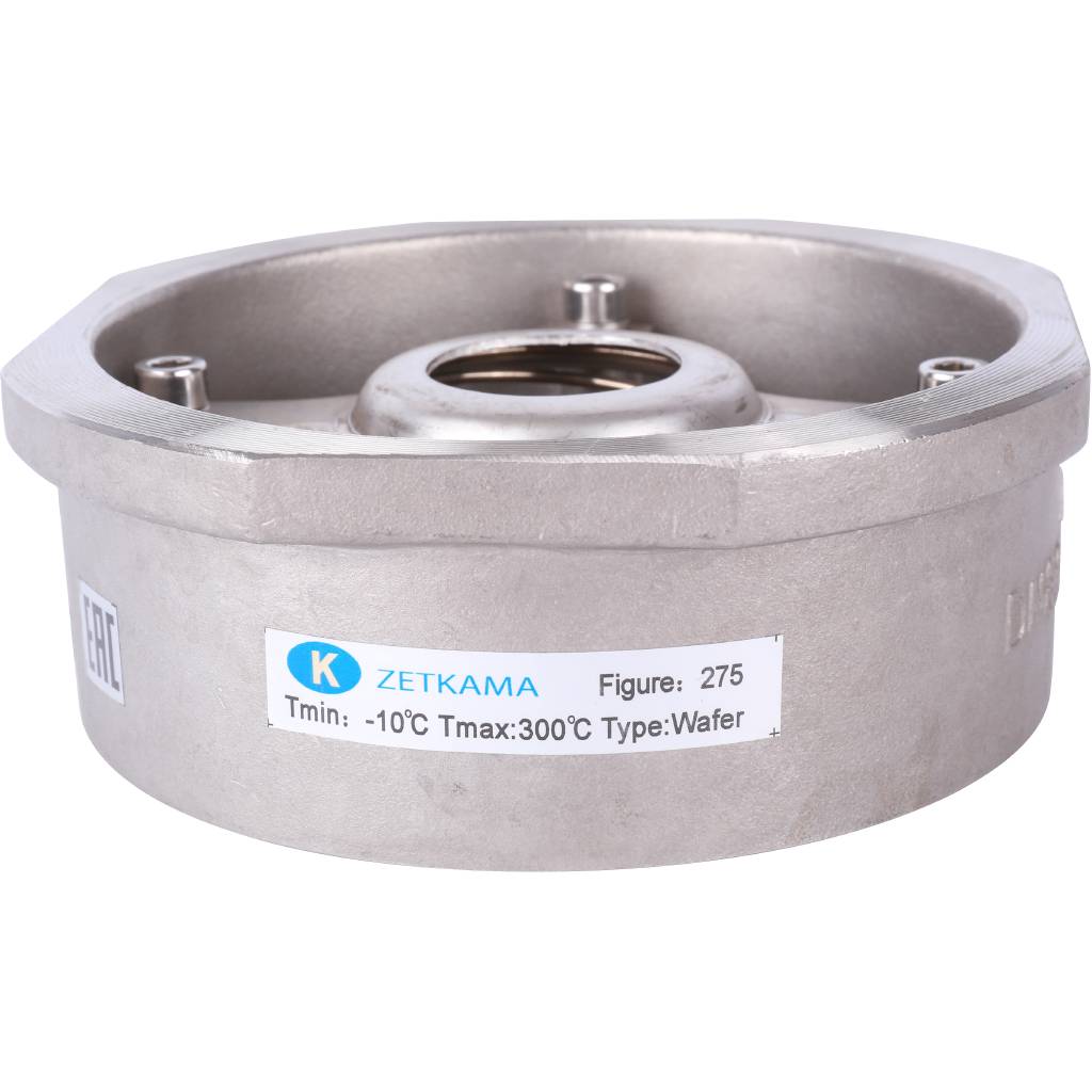 Клапан обратный пружинный ZETKAMA 275I Ду80 Ру40 межфланцевый из нерж. стали, 275I080E51