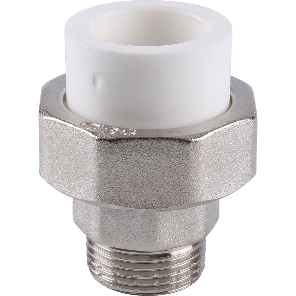 Муфта разъемная Kalde с наружной резьбой 25х3/4 для полипропиленовых труб под сварку (цвет белый)