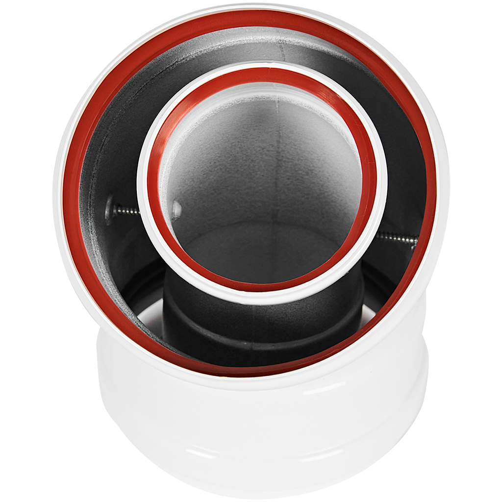 Отвод 45° традиционный коаксиальный ROMMER D60(м-м)/100(м-м)