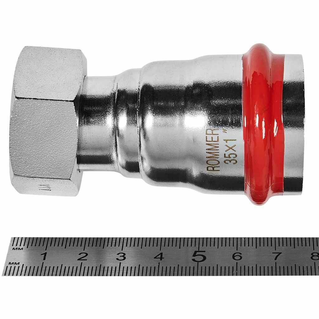 Переходник ROMMER с накидной гайкой ВПр-ВР, 35х1, из нержавеющей стали прессовой, RSS-1026-000351
