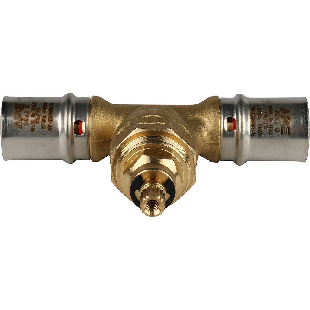 Вентиль с хромированной ручкой STOUT 20х20 для металлопластиковых труб прессовой, SFP-0014-002020