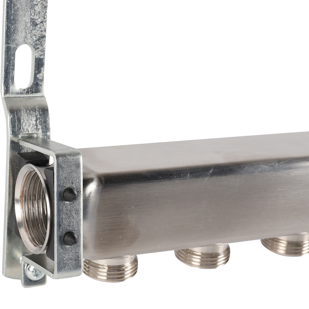 Коллектор из нержавеющей стали ROMMER для радиаторной разводки 8 выходов, RMS-4401-000008