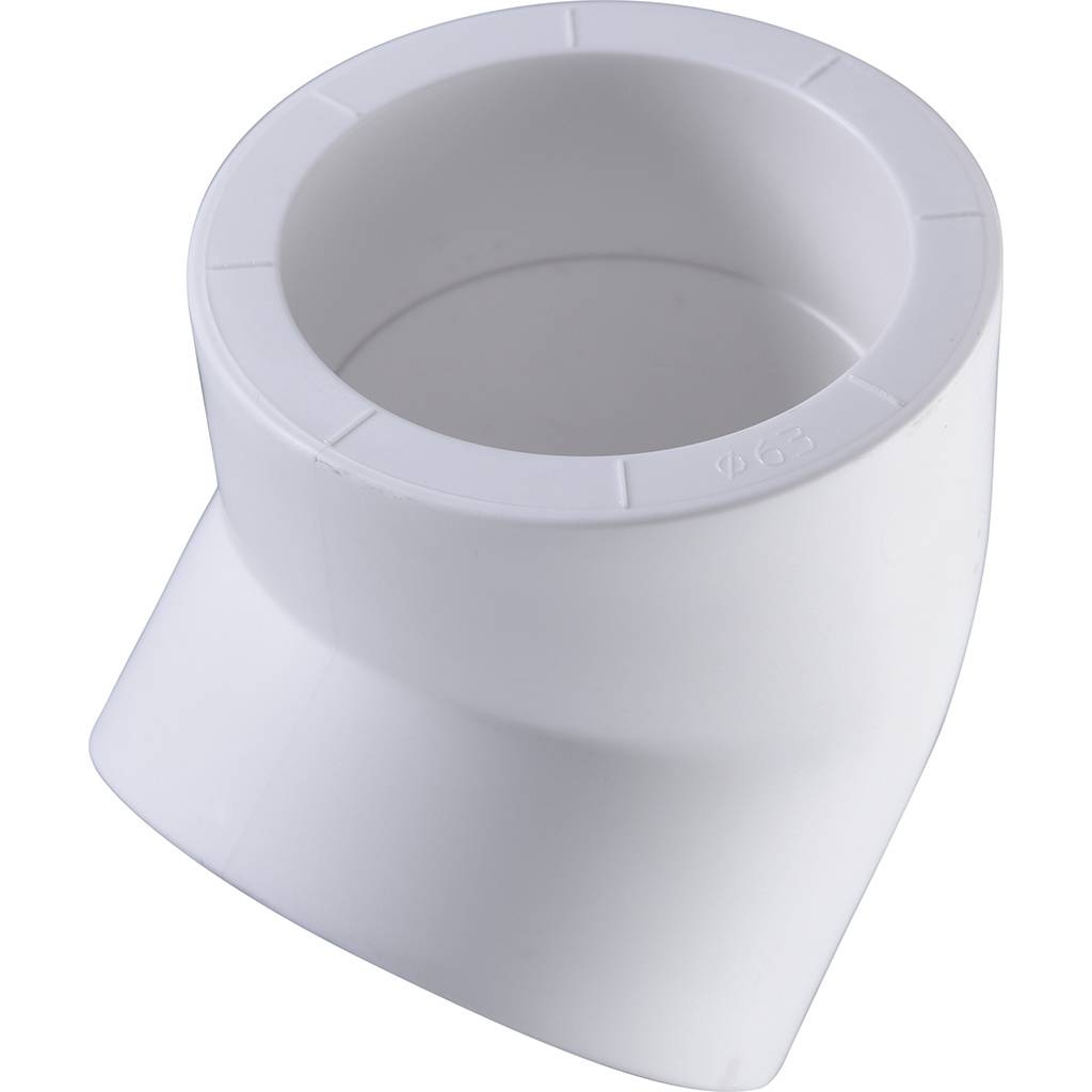 Угольник Политэк d=63 45* для полипропиленовых труб под сварку (цвет белый), 9400006345