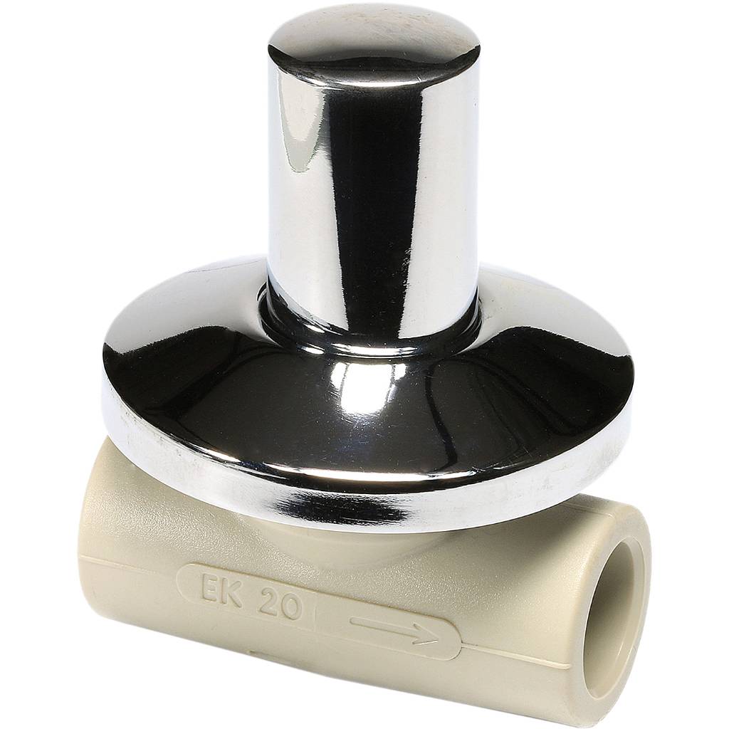 Проходной вентиль Ekoplastik ППР под штукатурку с метал. Крышкой 25