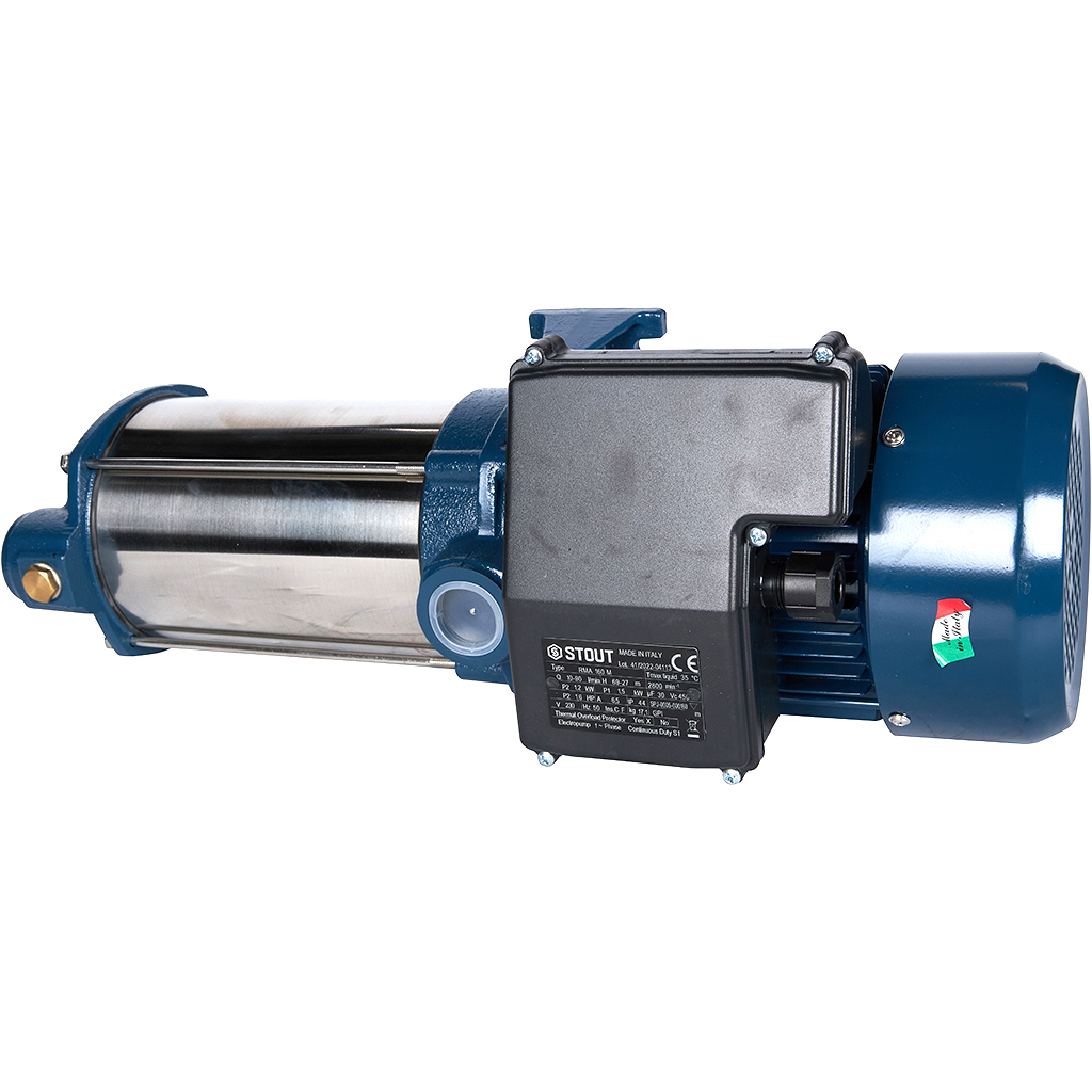 Насос поверхностный STOUT многоступенчатый, раб.колеса-норил, Q-90л/мин, H-69м, SPJ-0005-000160