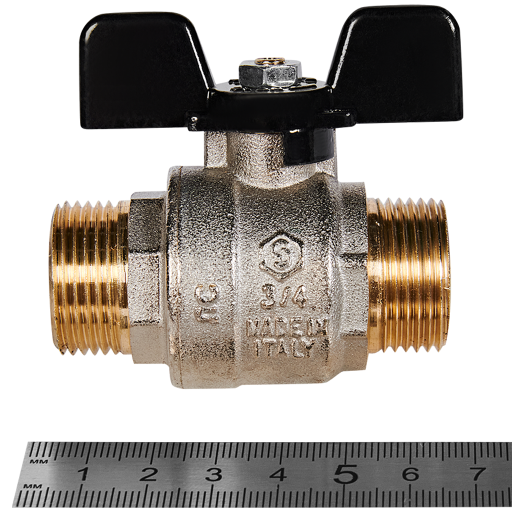 Кран шаровой полнопроходной STOUT НР/НР ручка бабочка 3/4