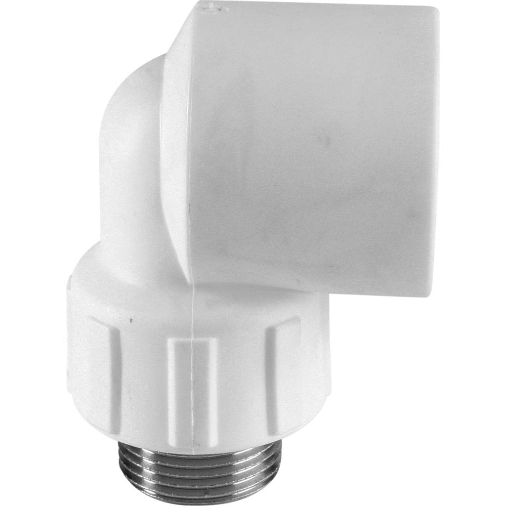 Угольник Политэк 32x3/4 с наружной резьбой для полипропиленовых труб под сварку (цвет белый), 9410003234