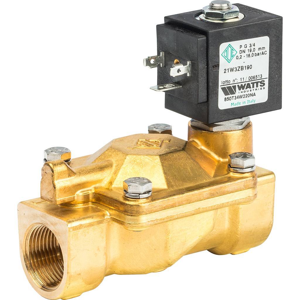 Соленоидный клапан Watts 850Т (850T34W220NA) для систем водоснабжения 3/4 230V Н.О.
