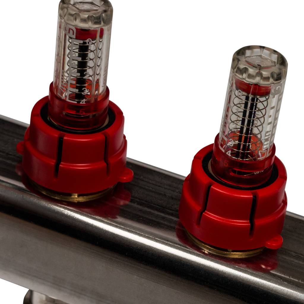 Коллектор из нержавеющей стали с расходомерами, с клапаном вып. воздуха и сливом STOUT 3 выхода, SMS-0927-000003