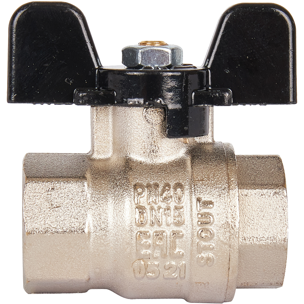 Кран шаровой стандартнопроходной STOUT SVB ВР/ВР, ручка бабочка 1/2, SVB-0012-000015