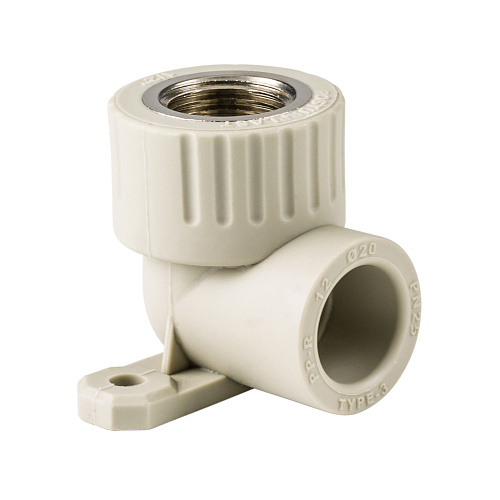 Угольник комбинированный с креплением PPR внутренняя резьба 25х 3/4,  серый, РТП