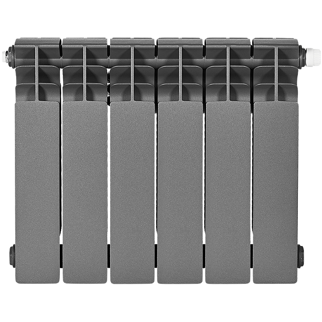 Радиатор биметаллический нижнее правое подключение STOUT TITAN VENTIL 350 6 секций (графит RAL 7024), SRB-3320-035006 7024