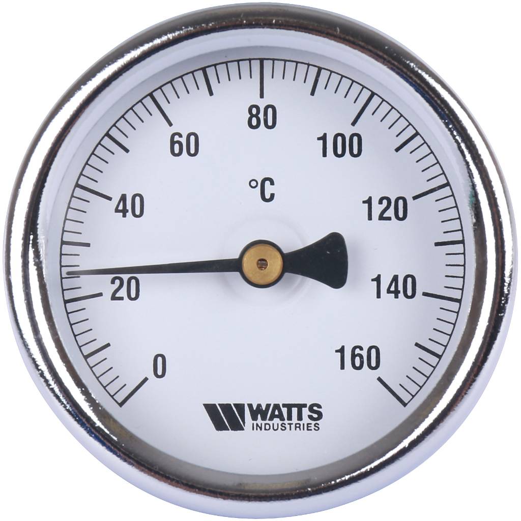 Термометр биметаллический WATTS с погружной гильзой 63 мм штуцер 75 мм
