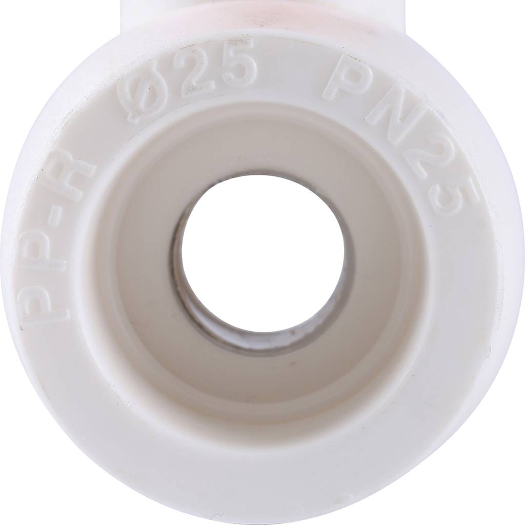 Мини-кран шаровой Kalde с красной ручкой для полипропиленовых труб d=25 для полипропиленовых труб под сварку (цвет белый), 3242-vlm-250002