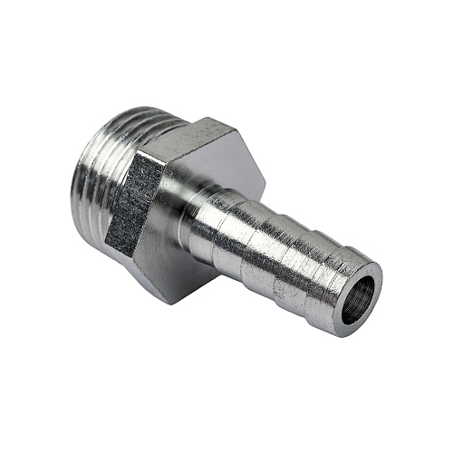 Штуцер для шланга, латунь, наружная резьба 10х1/2, никель, RTP