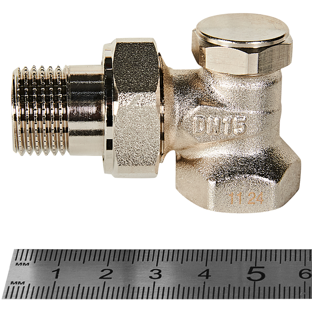 Клапан запорно-балансировочный ROMMER RVL-0002-100015 угловой 1/2, RVL-0002-100015