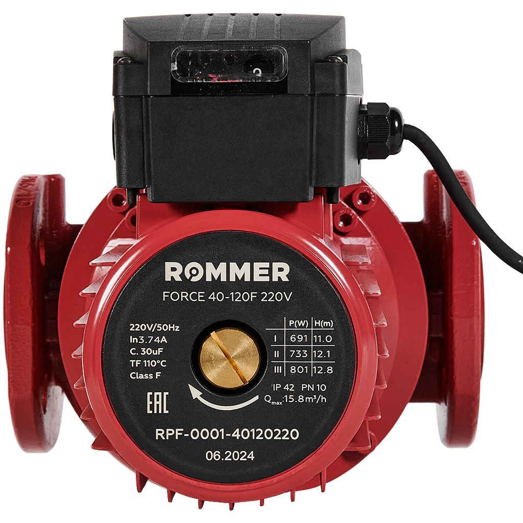Насос циркуляционный фланцевый ROMMER PRF трехскоростной 40-120F 220V