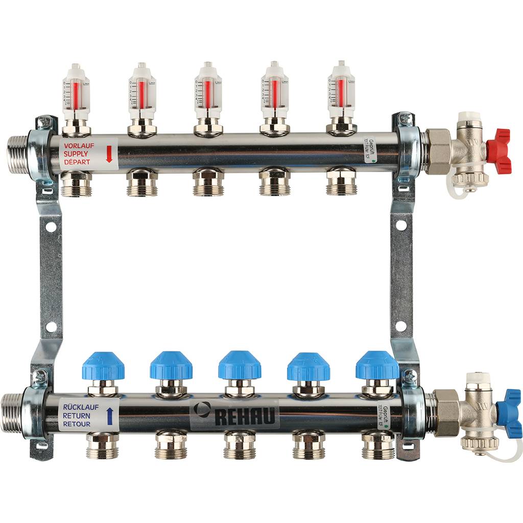 Распределительный коллектор РЕХАУ HKV-D на 5 контуров (нерж .сталь)