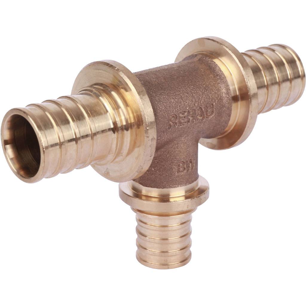 Тройник РЕХАУ RAUTITAN PLATINUM с уменьшенным боковым проходом 25-20-25 RX для труб из сшитого полиэтилена аксиальный, 13777321001