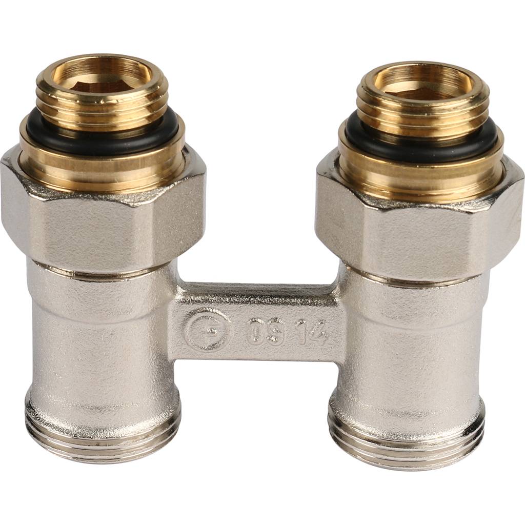 *12407271001 REHAU RAUTITAN Пара шаровых кранов с соед. нип. G 1/2xG 3/4, прямой (никелирован.), 12407271001