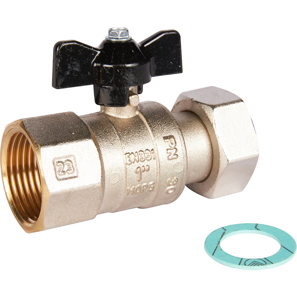 Кран шаровой STOUT 1x1 с накидной гайкой, ВР/накидная гайка, ручка бабочка, SVB-0009-000025