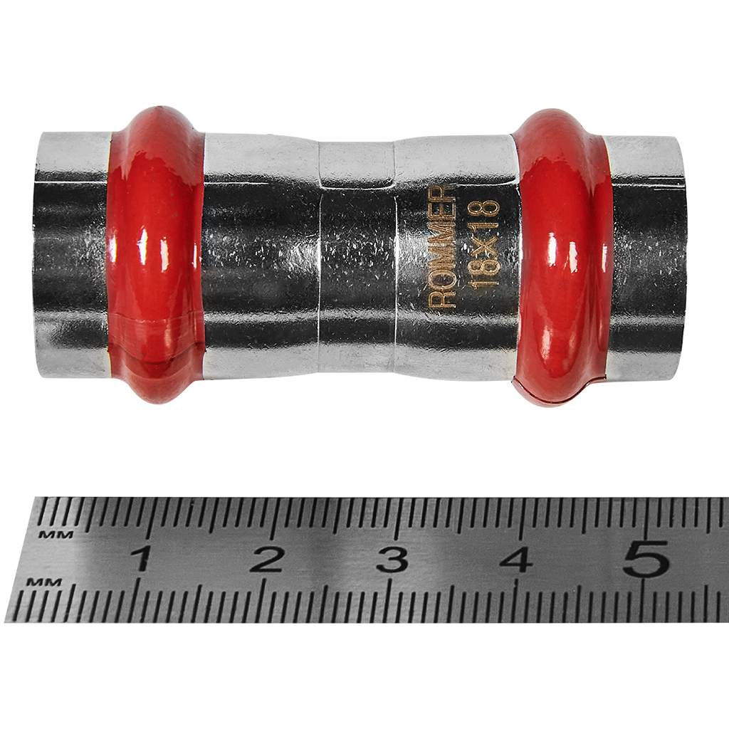 Муфта ROMMER равнопроходная, 18, из нержавеющей стали прессовой