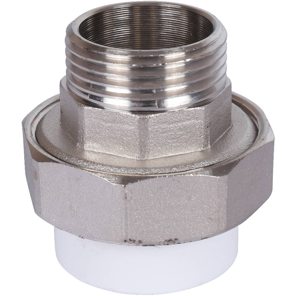 Муфта разъемная с наружной резьбой Политэк 32х1 для полипропиленовых труб под сварку (цвет белый), 9800003201