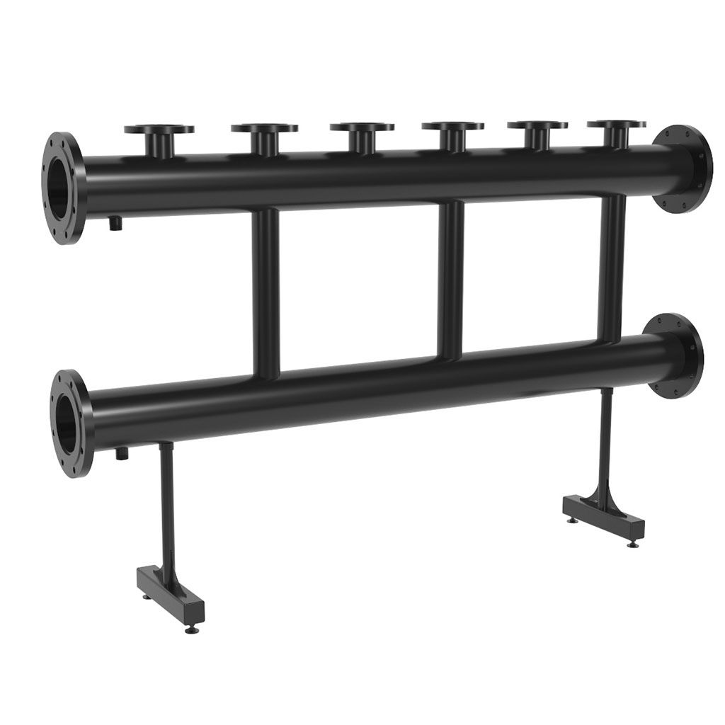 Модульный коллектор GIDRUSS MK-2000-3x65F (до 2 мВт, 2 магистр. подкл. Фл.Ду150, 3 контура Фл.Ду65 вверх)