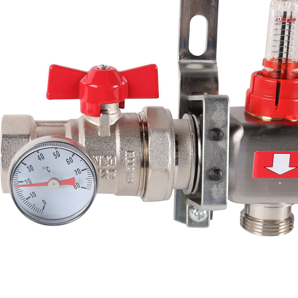 Коллектор из нержавеющей стали в сборе с расходомерами ROMMER 8 выходов, RMS-1210-000008