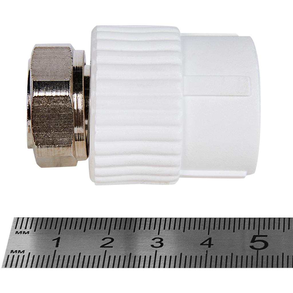 Муфта Pro Aqua d=20-1/2 PP-R с накидной гайкой Белая