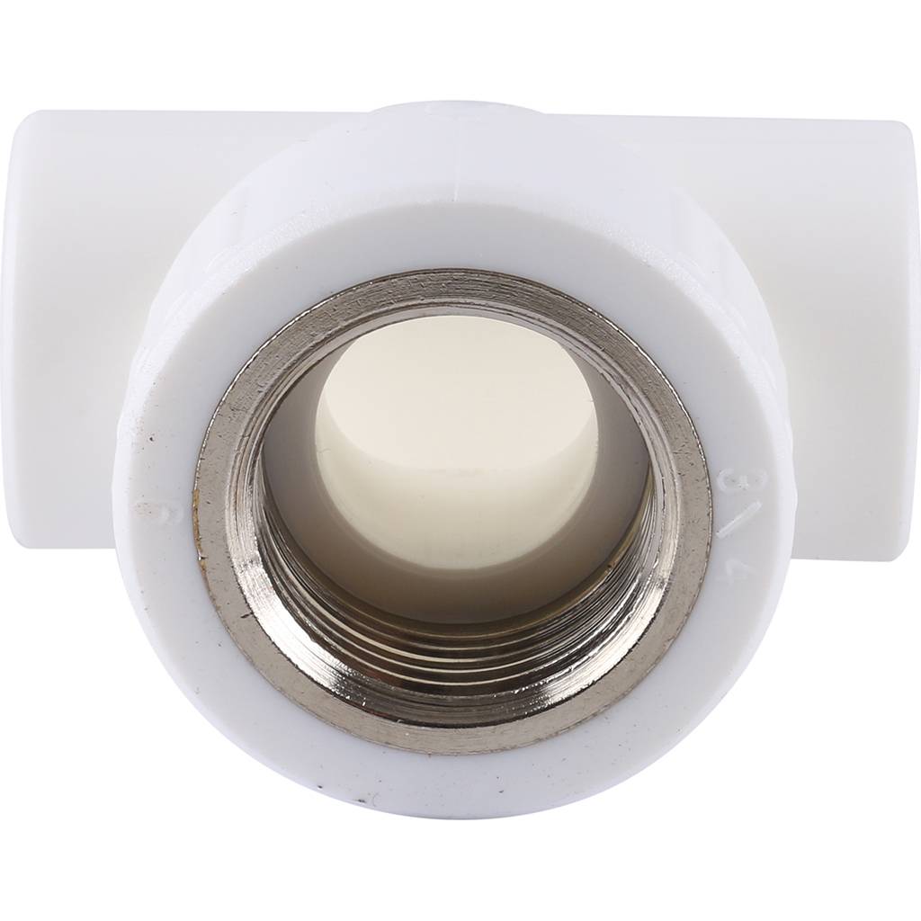 Тройник Kalde с внутренней резьбой 20х3/4 для полипропиленовых труб под сварку (цвет белый)