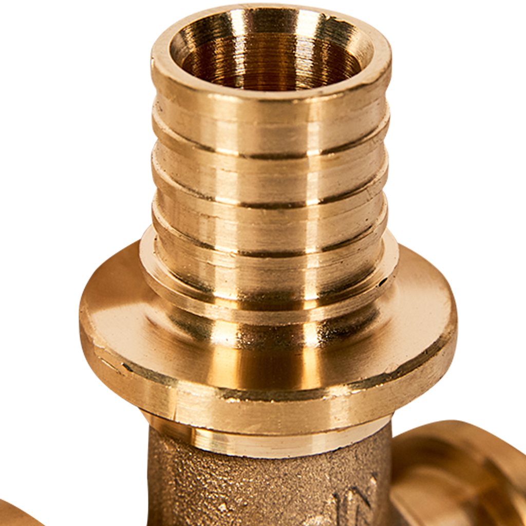 Тройник РЕХАУ с уменьшенным боковым и торцевым проходами 25-16-16 MX для труб из сшитого полиэтилена аксиальный