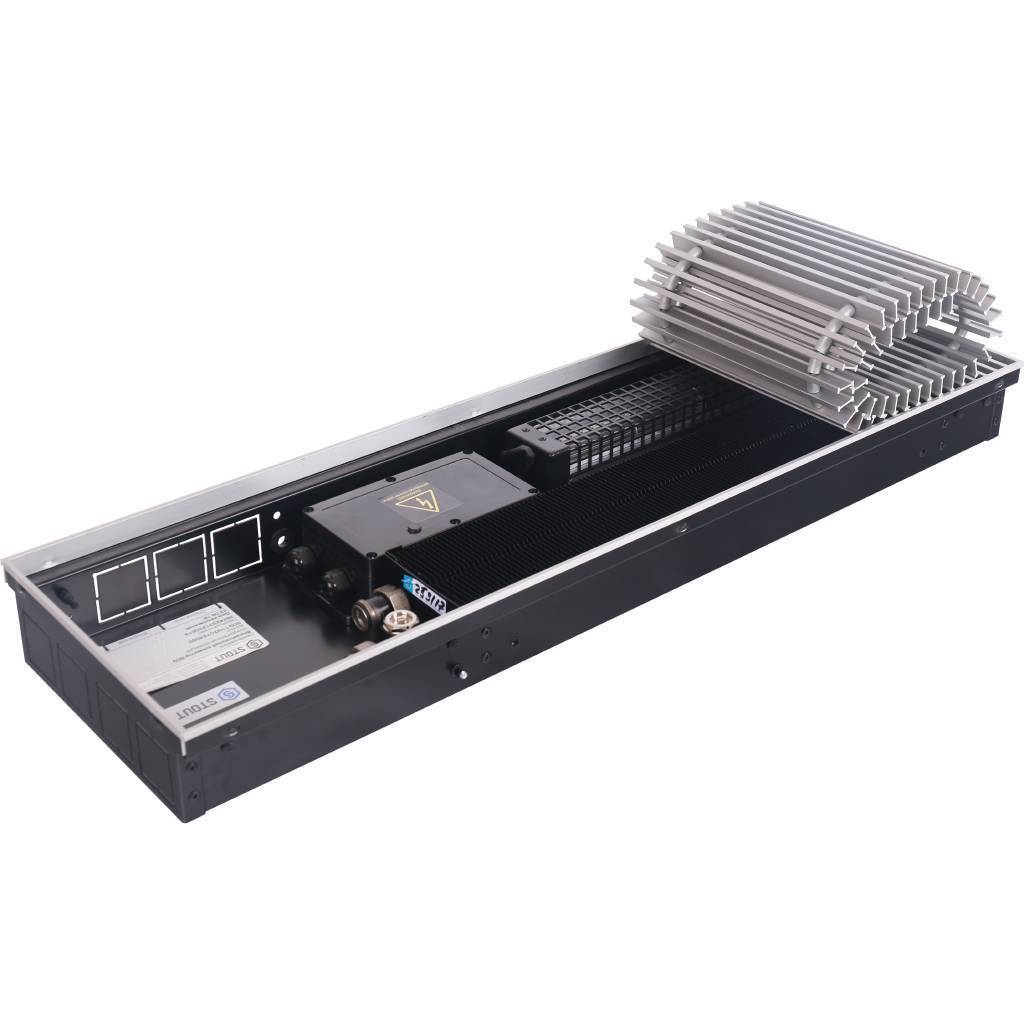 Внутрипольный конвектор STOUT SCQ-1100 75х240х800 (Решётка роликовая) правое подключение, SCQ-1100-0724080