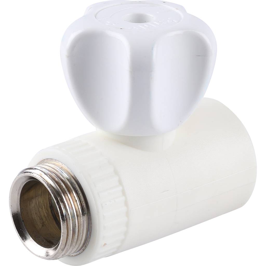 Кран шаровой Kalde разборный прямой с накидной гайкой 25x 1/2 для полипропиленовых труб под сварку (цвет белый)