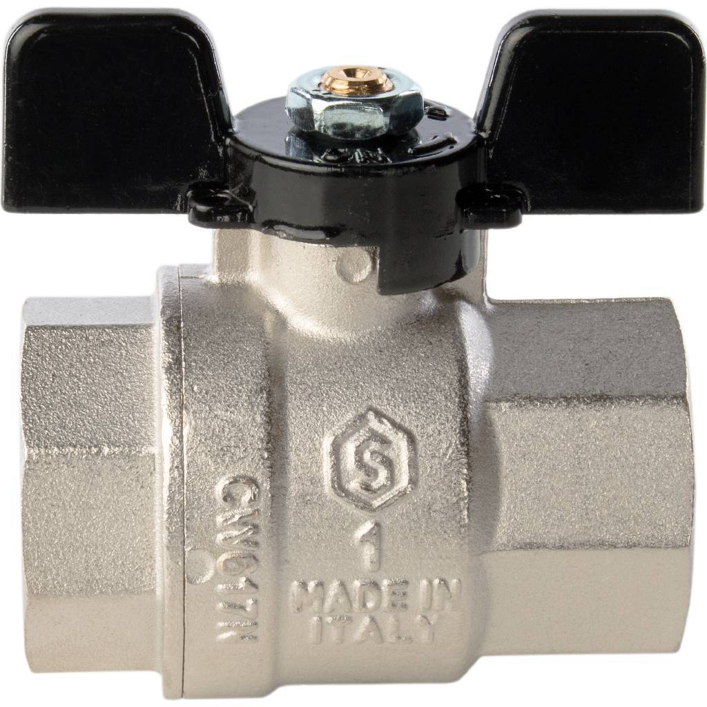 Кран шаровой STOUT полнопроходной, ВР/ВР, ручка бабочка 1