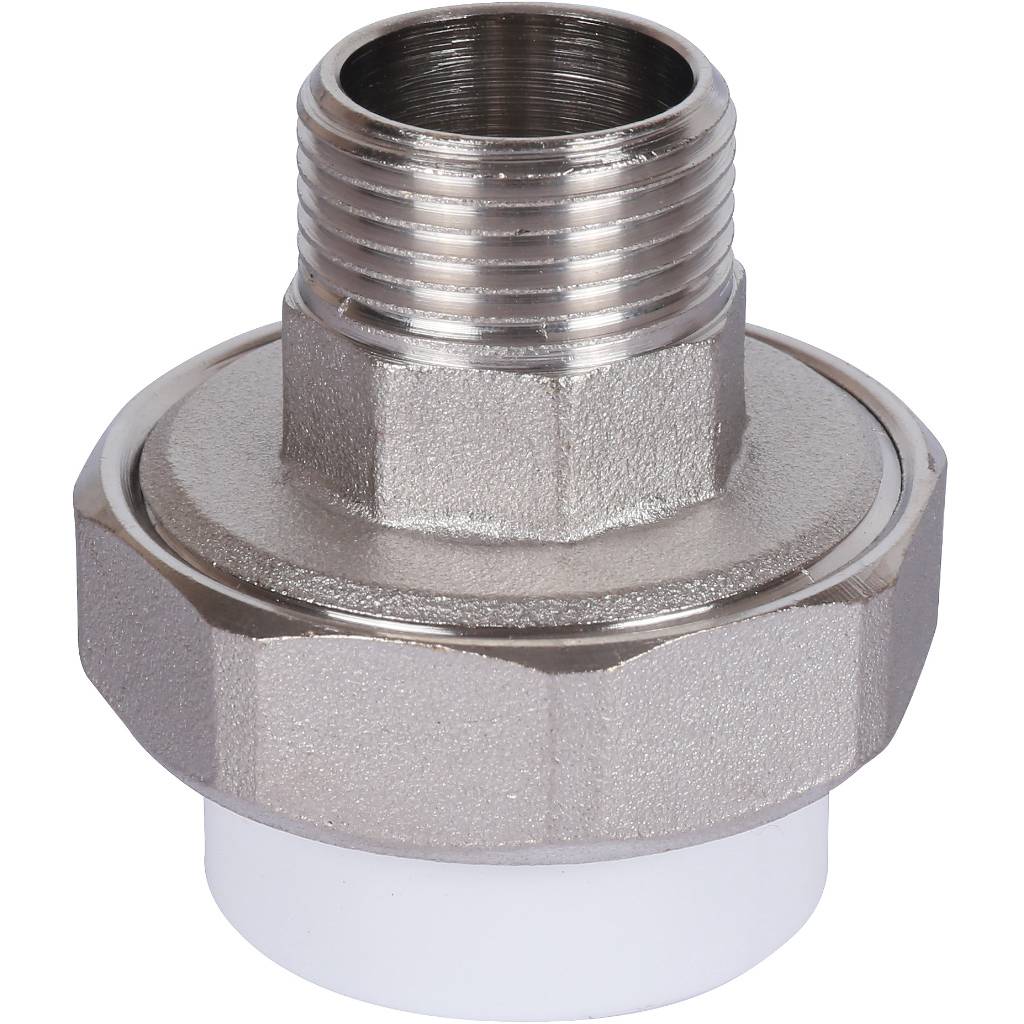 Муфта разъемная с наружной резьбой Политэк 32х3/4 для полипропиленовых труб под сварку (цвет белый)