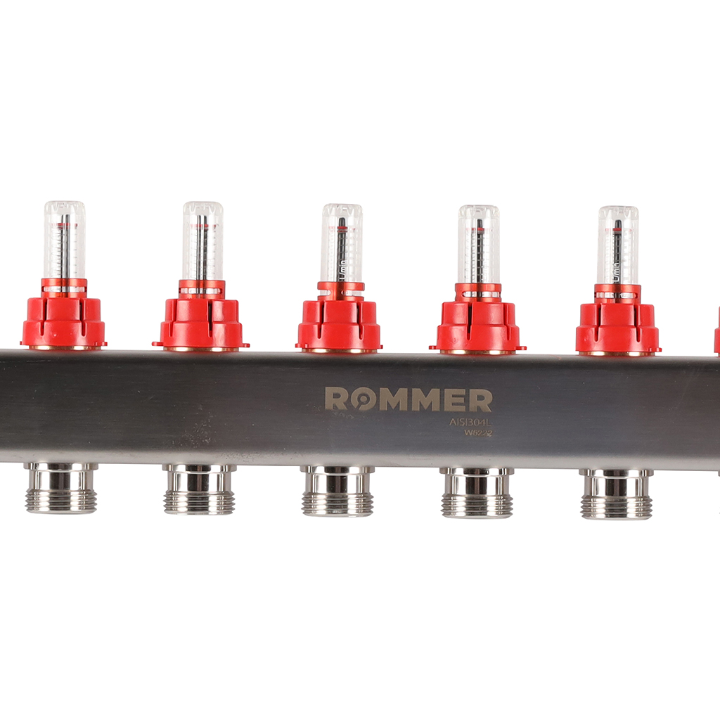 Коллектор из нержавеющей стали с расходомерами ROMMER 12 выходов, RMS-1200-000012