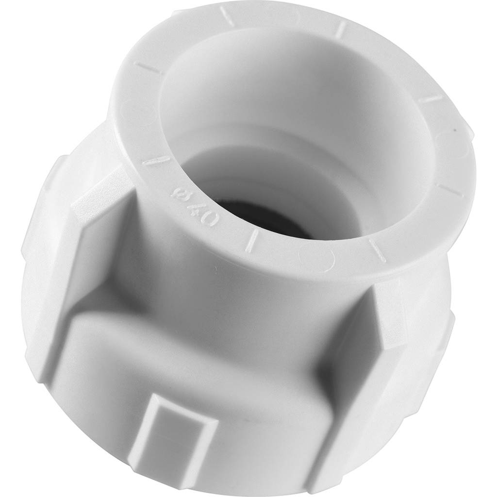 Муфта комбинированная Политэк 40x1 1/4 под шестигранник внутр. резьба для полипропиленовых труб под сварку (цвет белый), 9100040114