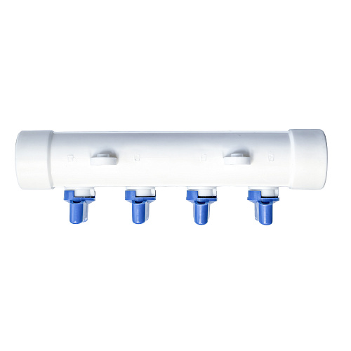 Коллектор с шаровым краном синий PPR 32х20/4,  белый, RTP