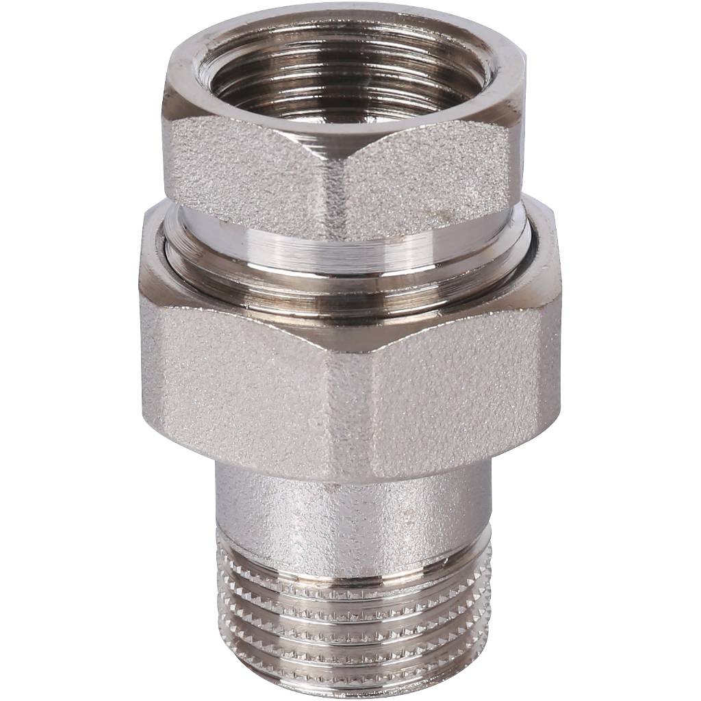 Разъемное соединение STOUT американка ВН 1/2 никелированное, уплотнение под гайкой по плоскости, SFT-0045-000012