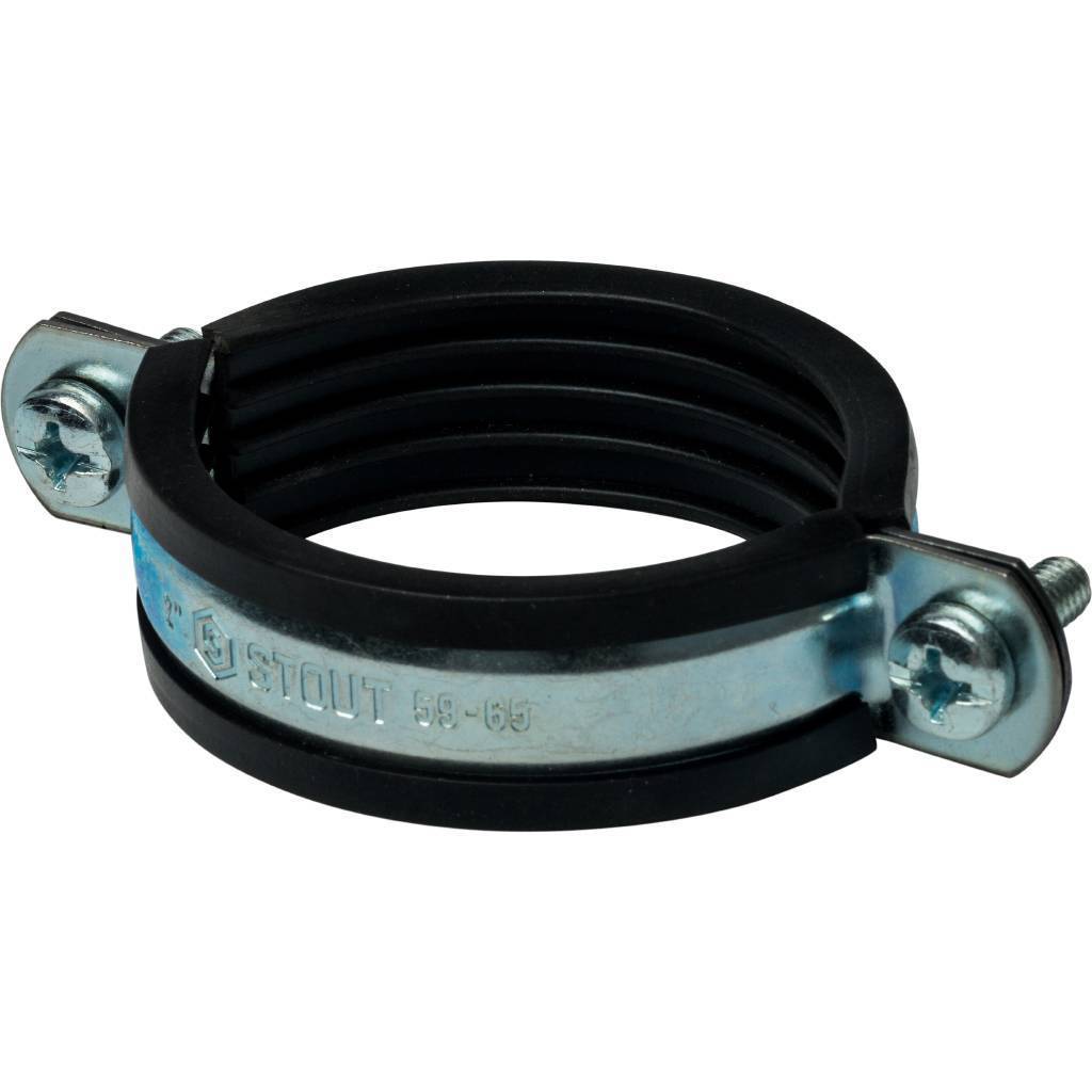 Комплект STOUT хомут+шпилька шуруп +дюбель пластиковый 2 (59-65)