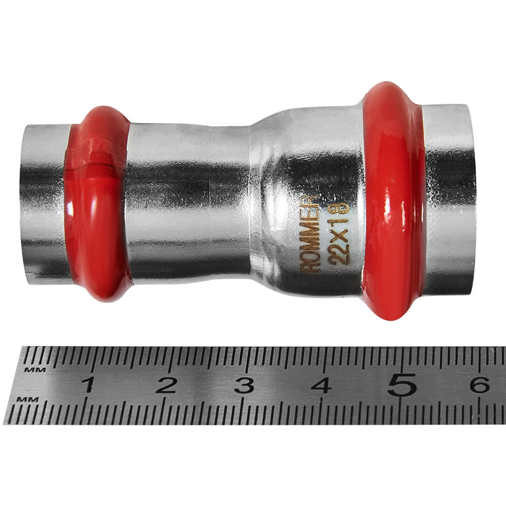 Муфта ROMMER переходная, 22х18, из нержавеющей стали прессовой