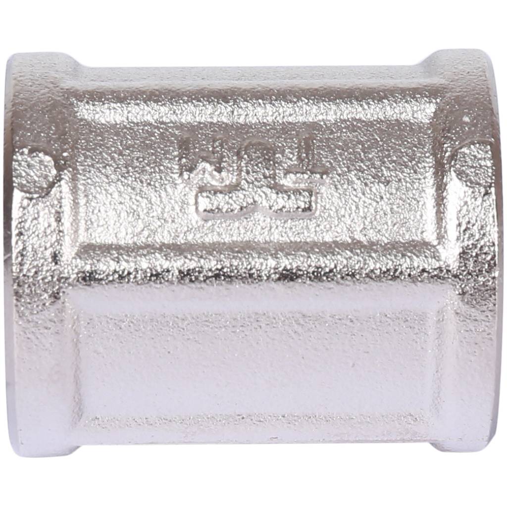 Муфта TIEMME ВВ никелированная 1/2х1/2 для стальных труб резьбовой, 1500136