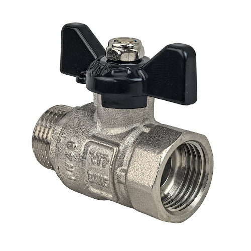 Кран шаровой ГОСТ ручка бабочка, латунь, внутренняя/наружная резьба 1,PN40 никель, RTP