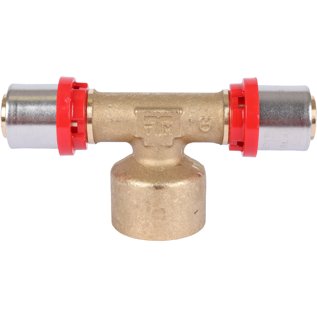 Тройник TIEMME с внутренней резьбой 20х3/4x20 для металлопластиковых труб прессовой, 1650079